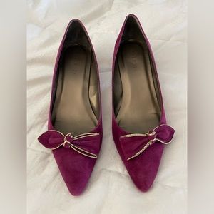 Talbots berry colored 1 inch heel suede pump. Size 9. Comfortable. Slip on.